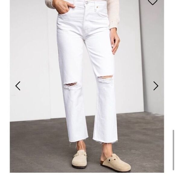 $295 NWT RE/DONE 70S STOVE PIPE WHITE DESTROY SZ 25 RUNS BIG! - Picture 5 of 9